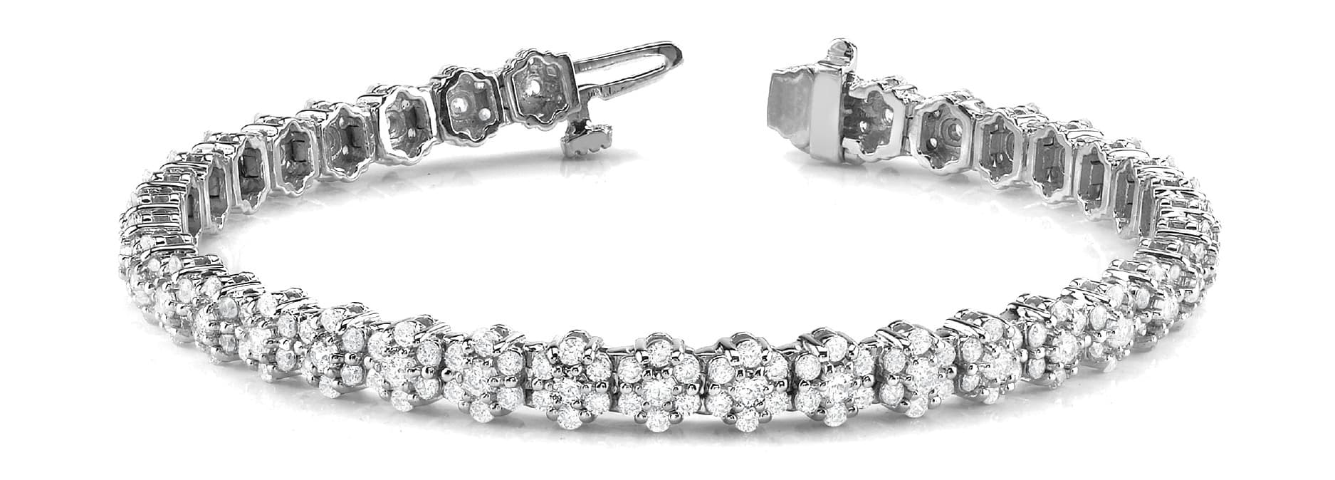 7 Stone Cluster Link Bracelet — 4.5 CT (4.55 ct. tw.) — White Gold