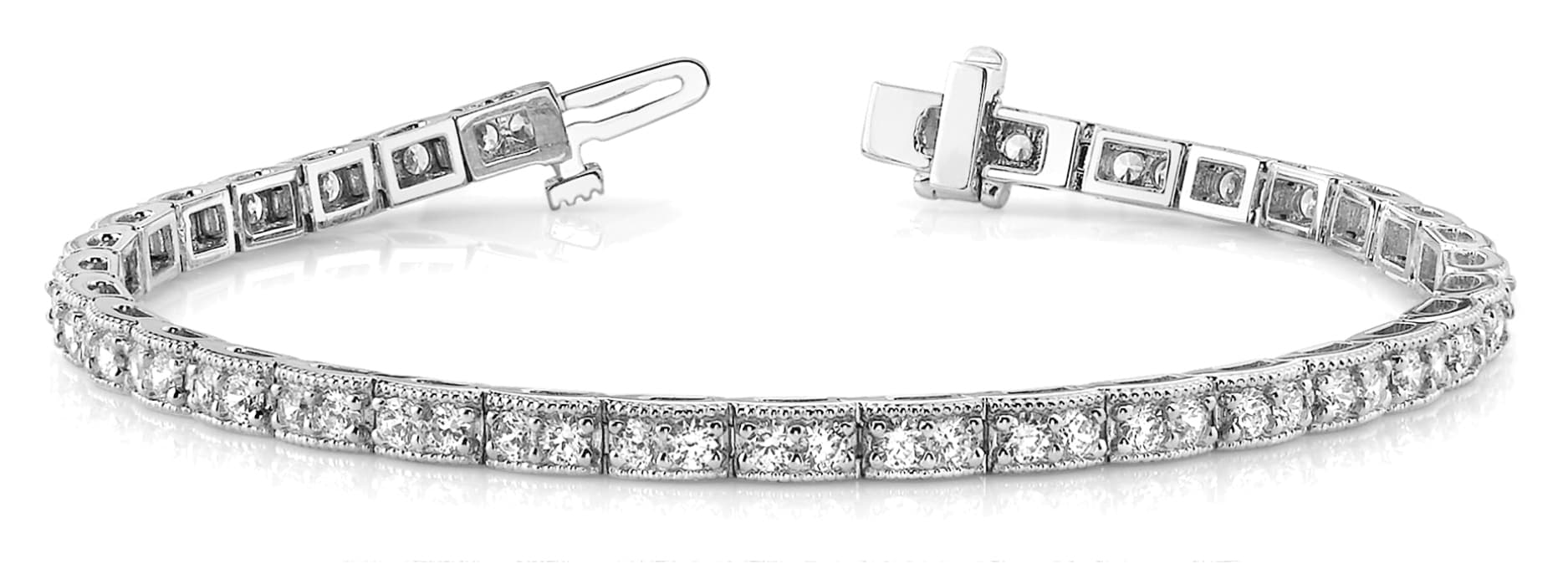 Vintage Milgrain Double Diamond Box Bracelet (2 ct. tw.) — White Gold