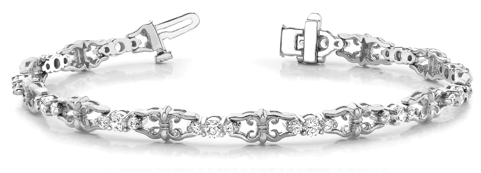 Fleur-De-Lis Link Bracelet (3 ct. tw.) — White Gold