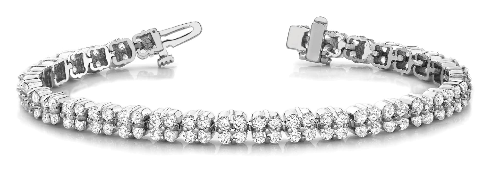 4 Stone Cluster Link Bracelet — 5 CT (4.96 ct. tw.) — White Gold