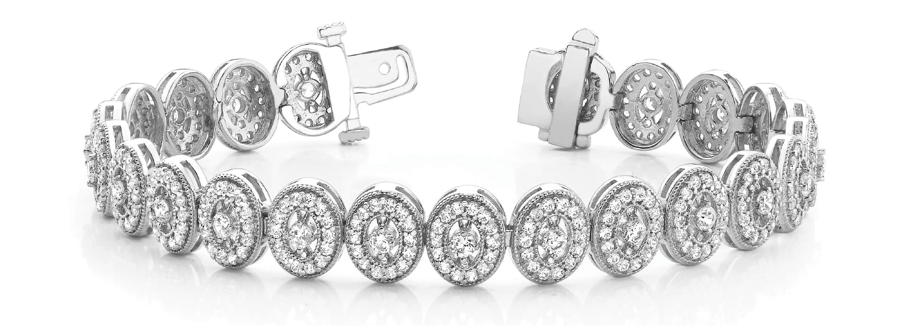 Ov Milgrain Halo Link Bracelet (5 ct. tw.) — White Gold