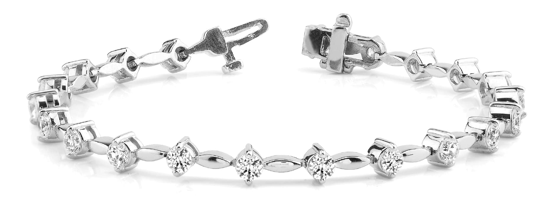 2 Prong/solid Mq Link Bracelet (2 ct. tw.) — White Gold