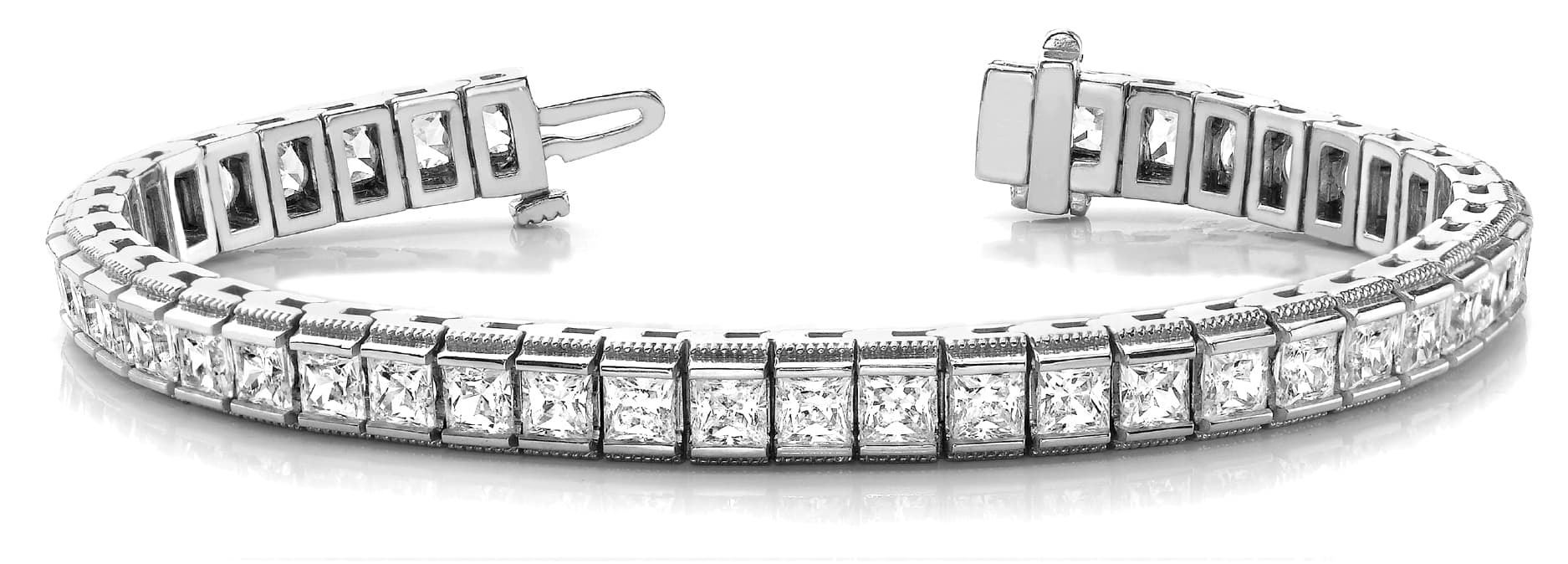 Sq Channel In Line Bracelet (6 ct. tw.) — White Gold