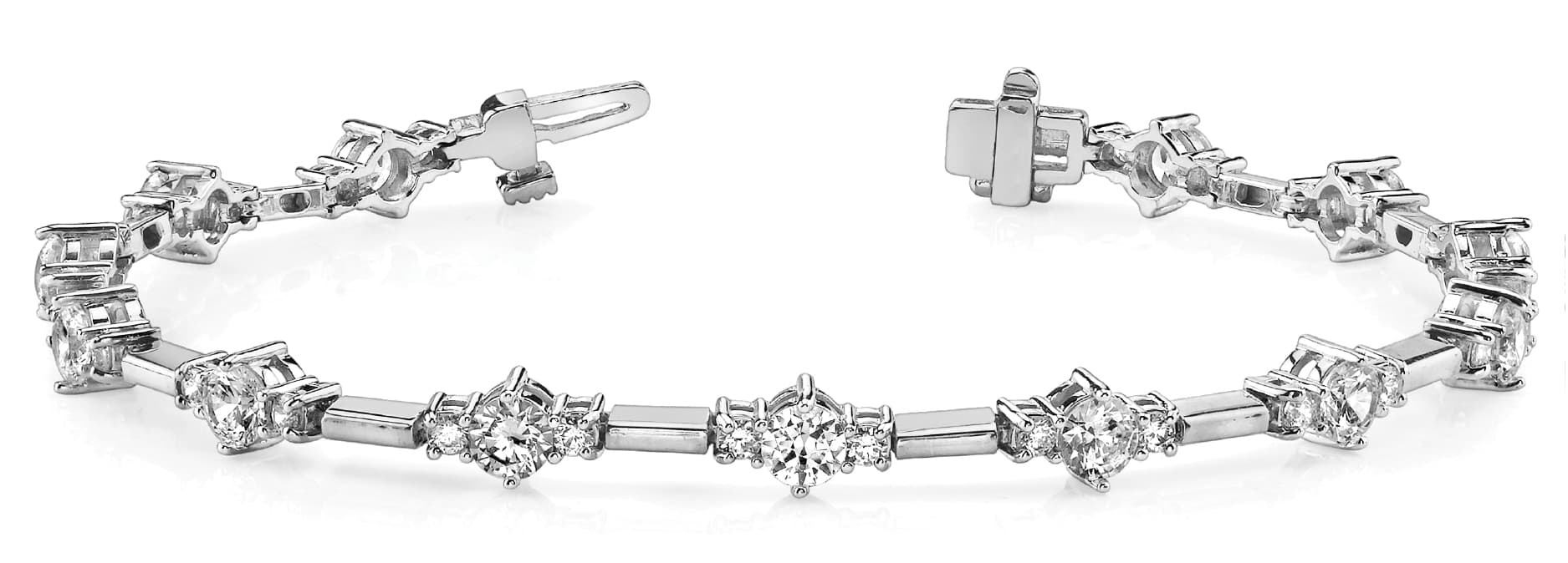 3 Stone/solid Mq Link Bracelet (2 ct. tw.) — White Gold