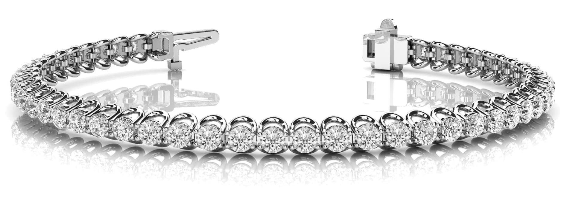 4 Prong Wire Inline Tennis Bracele (9 ct. tw.) — White Gold