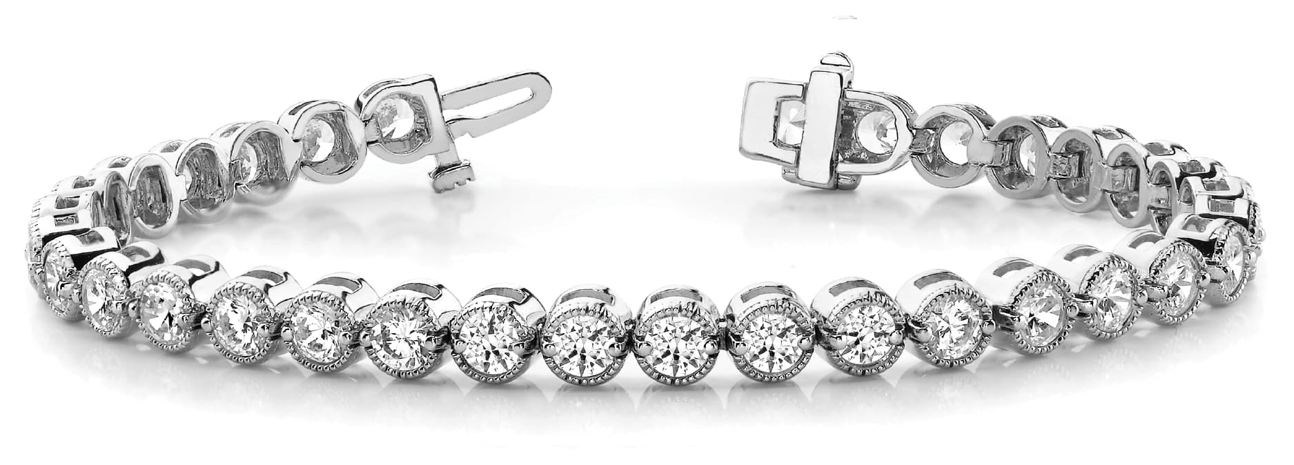 Bezel Set Milgrain Bracelets (3 ct. tw.) — White Gold