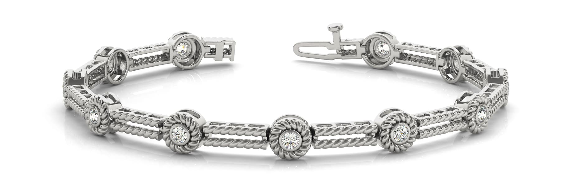Braided Double Rope Bazel Set Bracelet (0.77 ct. tw.) — White Gold
