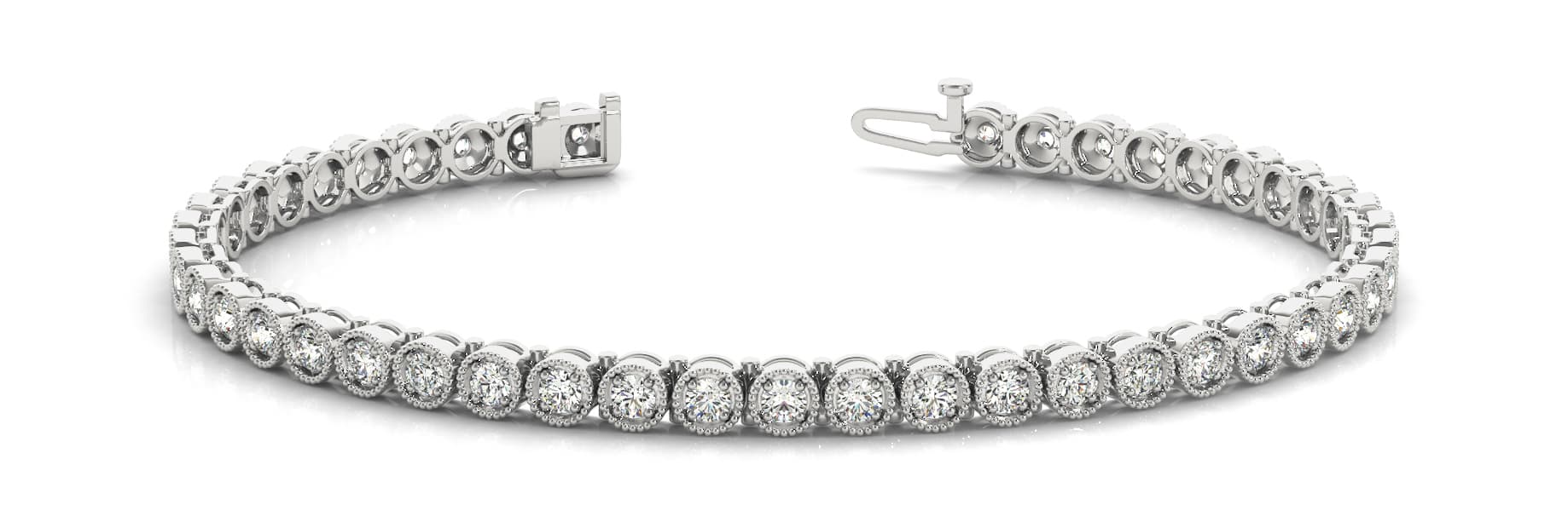 Milgrain Bez/prong In Line Bracele (0.9 ct. tw.) — White Gold