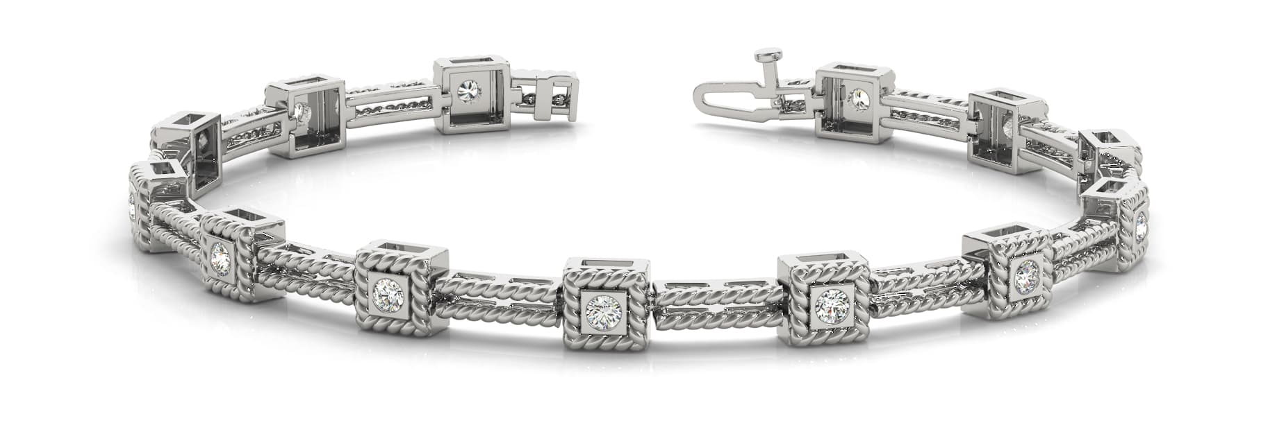 Fancy Double Bar Rope Bracelet (1/4 ct. tw.) — White Gold