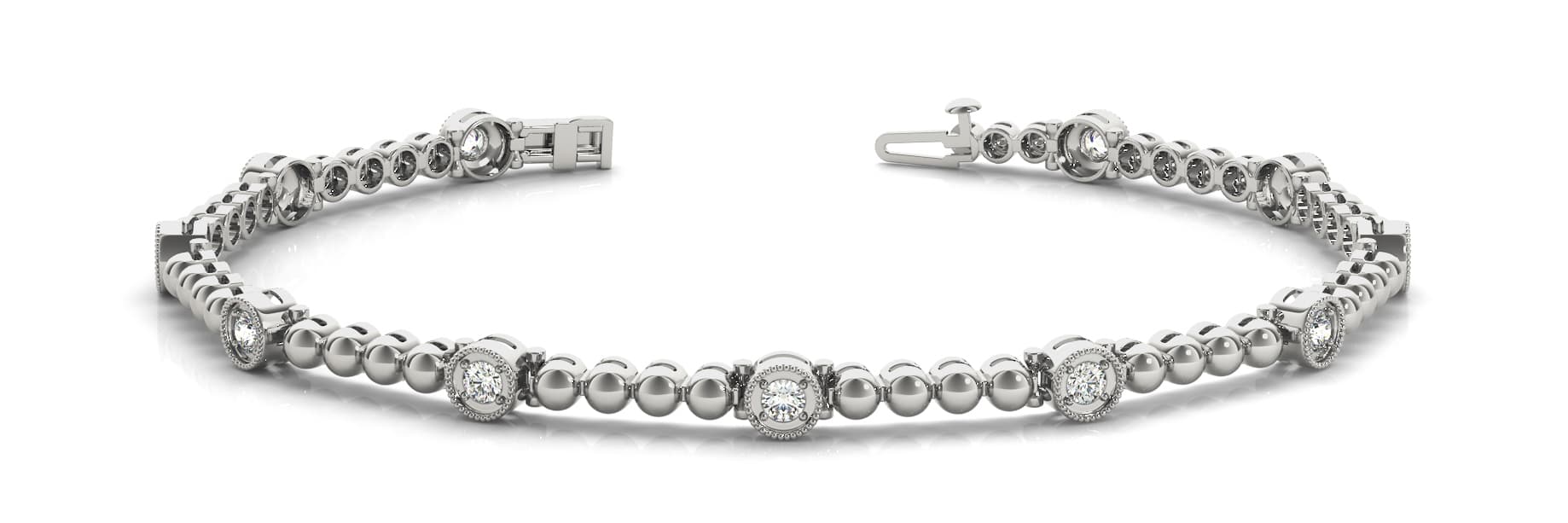 Milgrain Bezel Prong Head Bracelet (0.22 ct. tw.) — White Gold