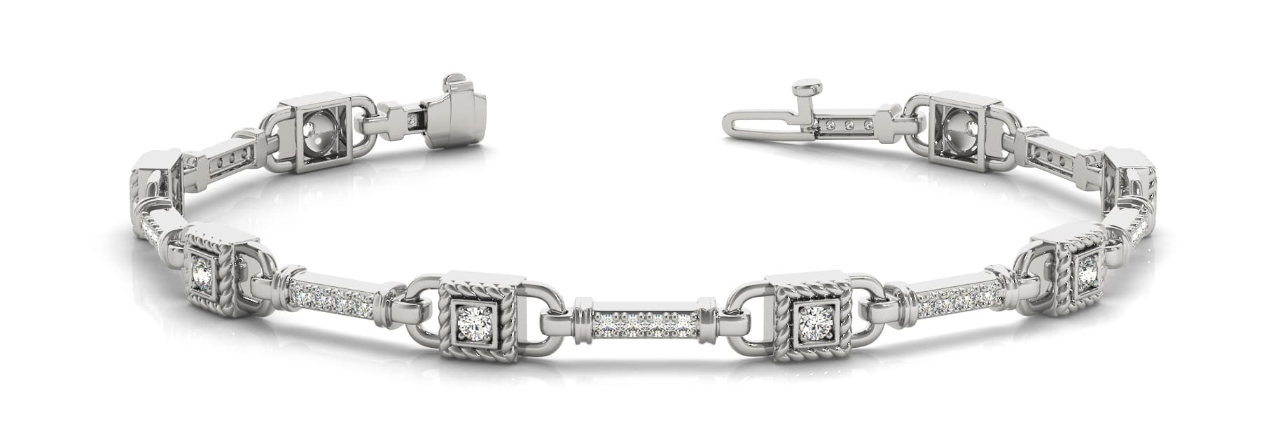 Bar Set Interlock Bracelet (0.56 ct. tw.) — White Gold