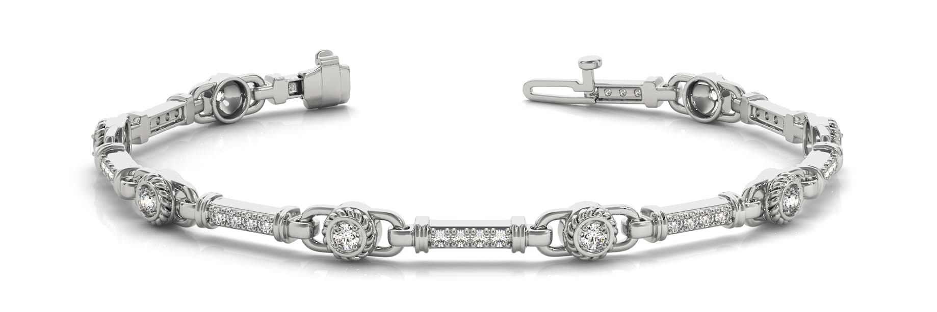 Bar Set Interlock Bracelet (3/4 ct. tw.) — White Gold