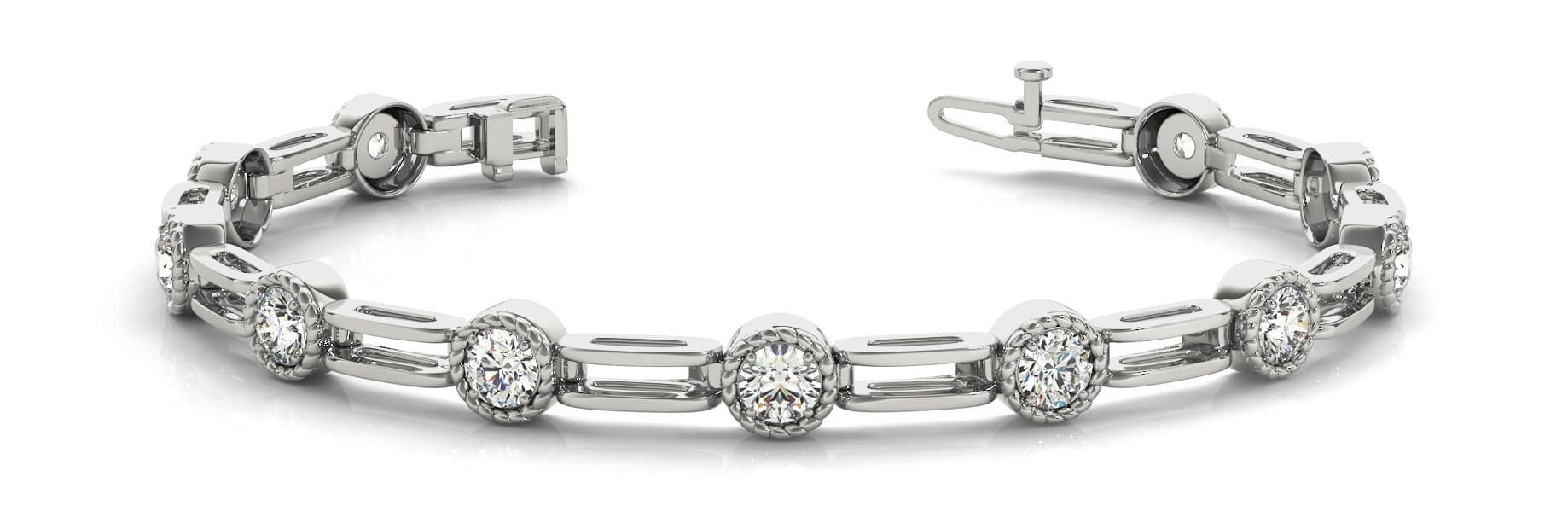 Bz/pr Set with Doublebar Lnk Bracele (2/3 ct. tw.) — White Gold
