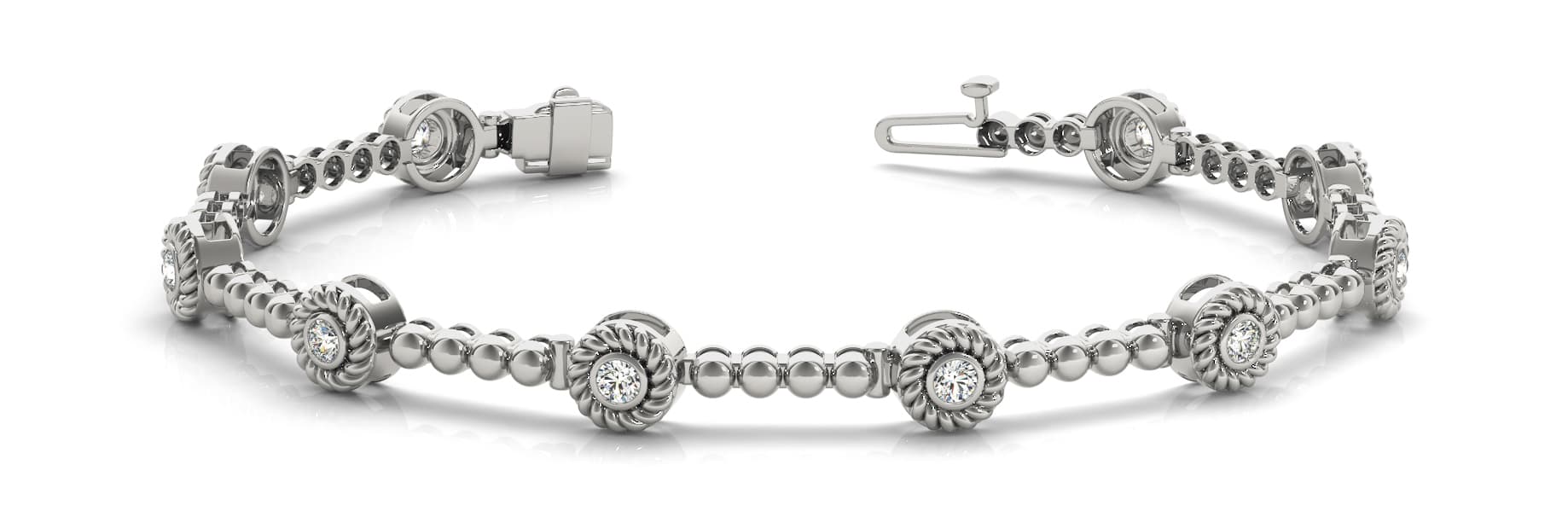 Single Stone Bez Bead Link Bracele (0.2 ct. tw.) — White Gold