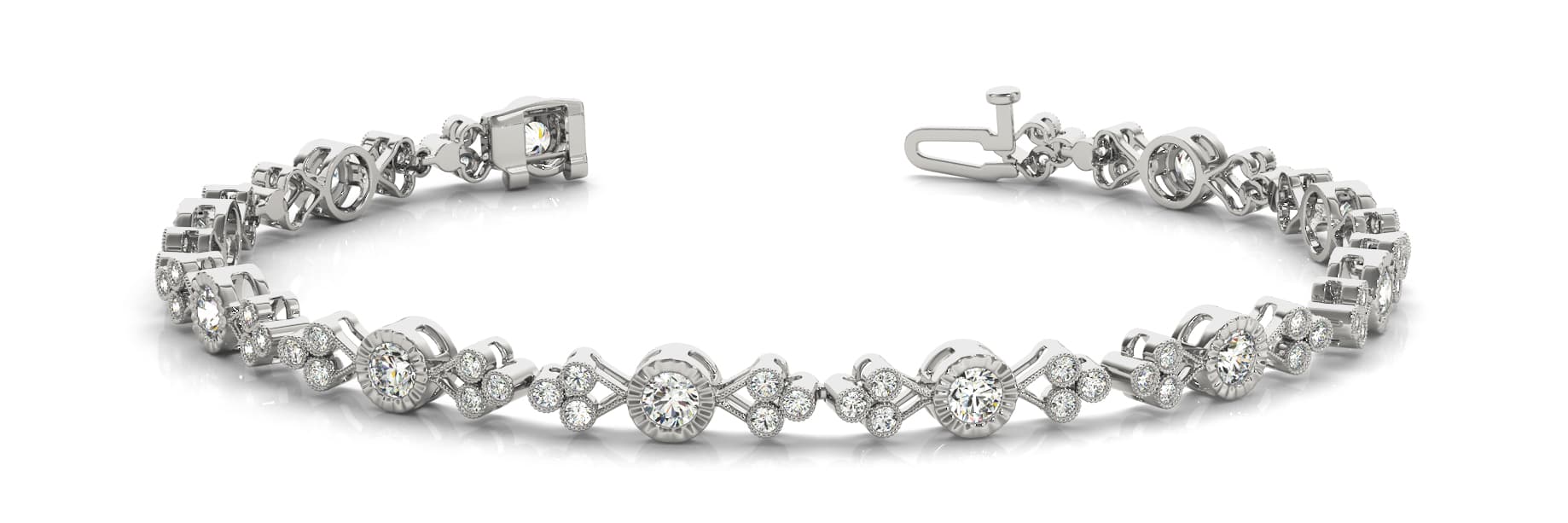 *b-dwn* Cluster/single Stone Brac (1.98 ct. tw.) — White Gold