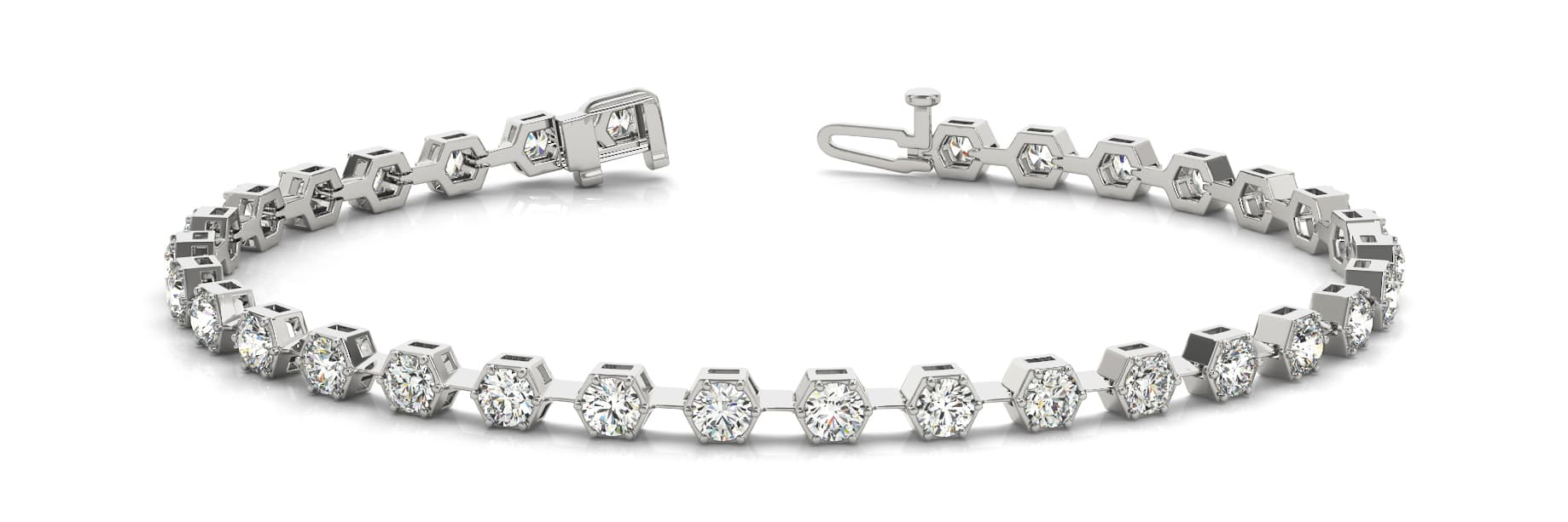 Hexagon Shape In Line Bracelet (1.6 ct. tw.) — White Gold