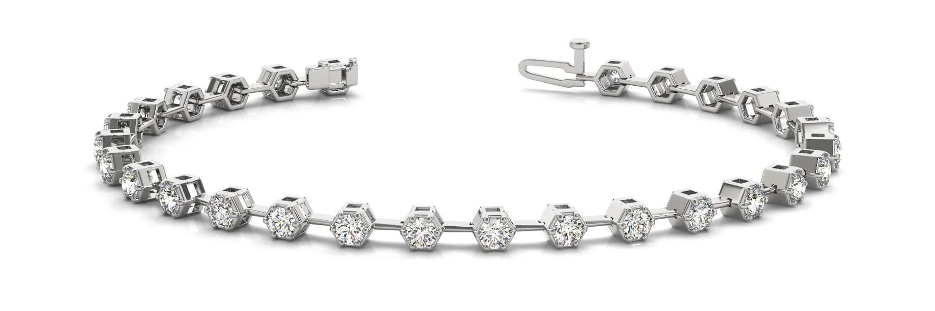 Hexagon Shape In-Line Bracelets (2.52 ct. tw.) — White Gold