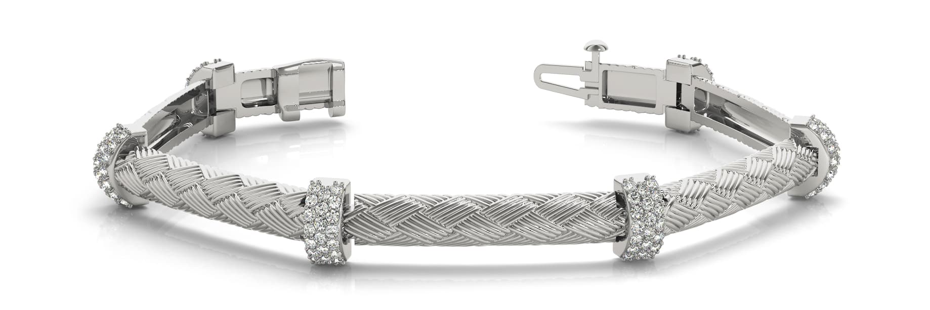 Cluster Loop Bar Link Bracelet (0.77 ct. tw.) — White Gold