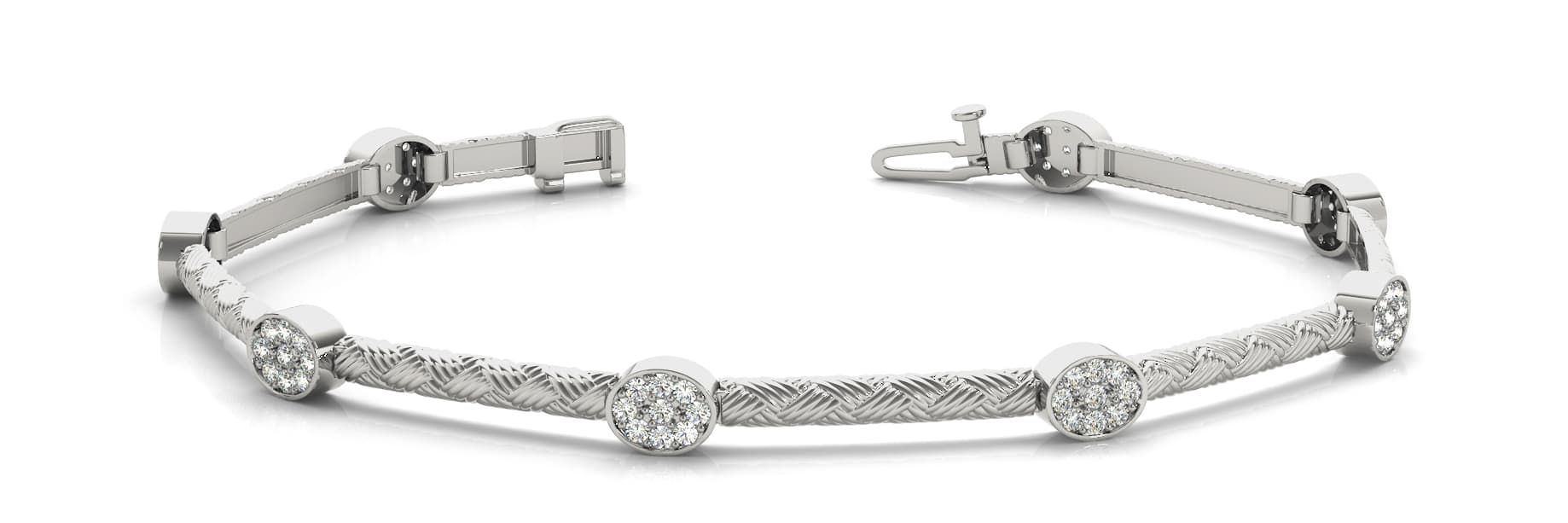 Ov Cluster And Bar Link Bracelet (0.54 ct. tw.) — White Gold