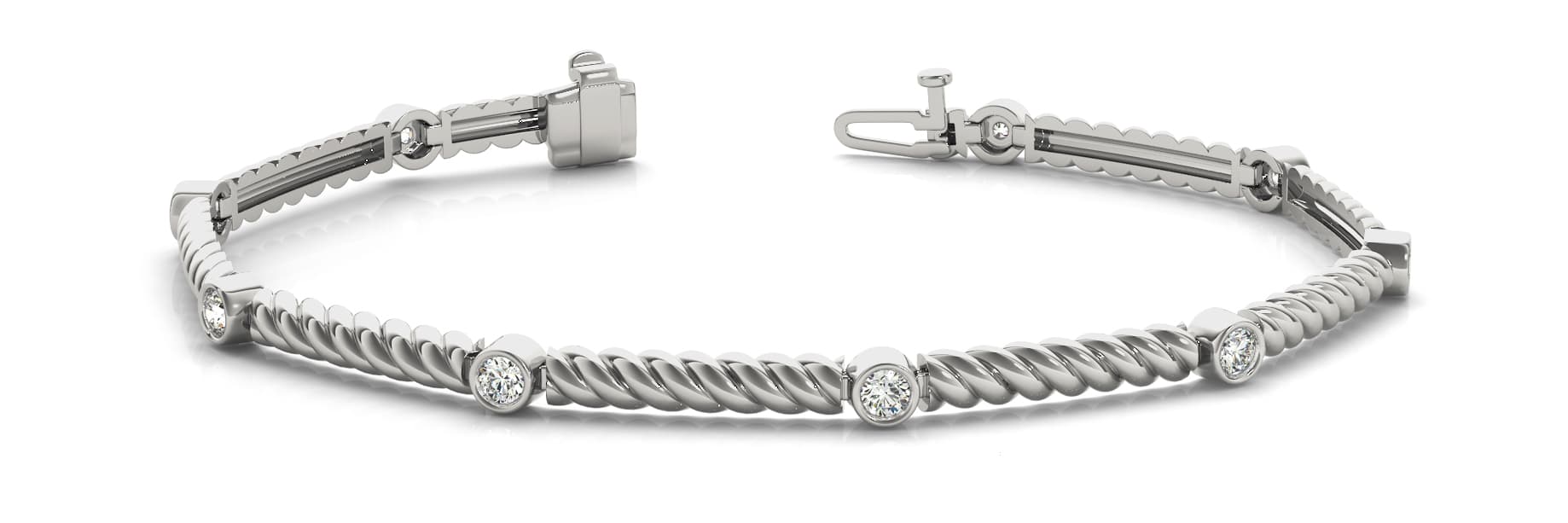 Single Stone Bez/rope Link Bracele (0.54 ct. tw.) — White Gold