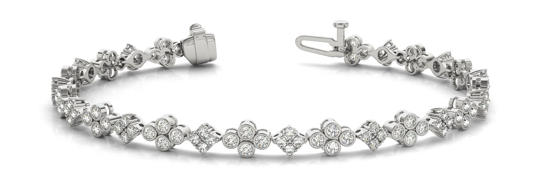 Bez And Prong Set Cluster Bracelet (1.4 ct. tw.) — White Gold