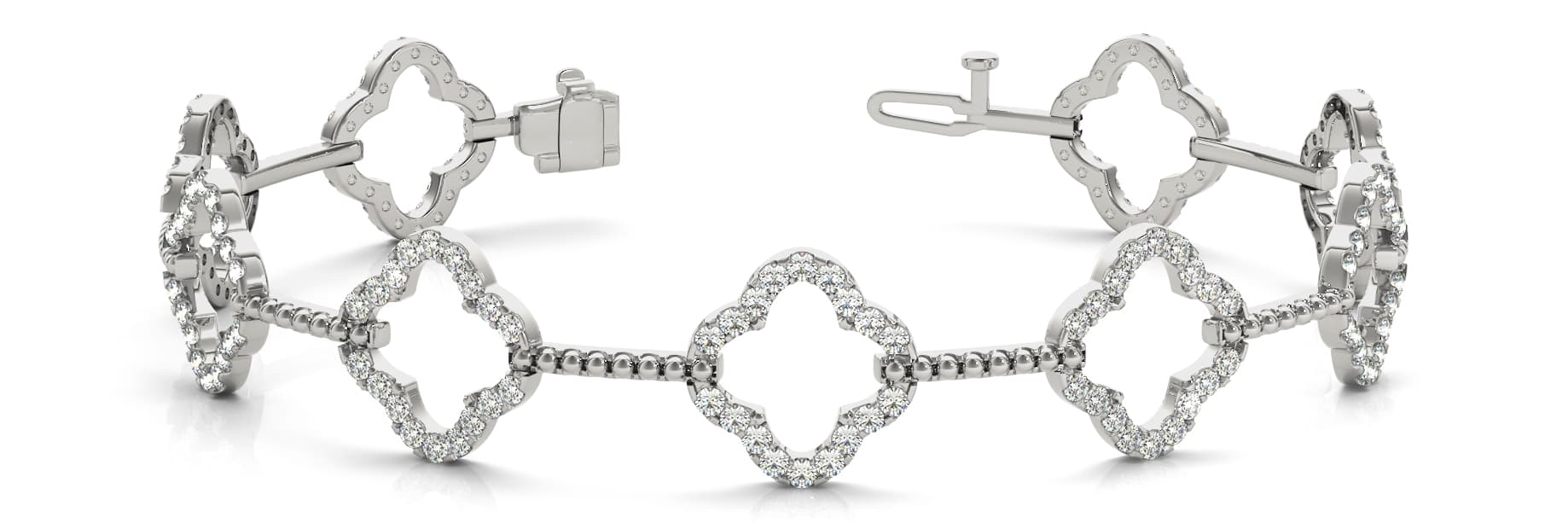 Bar/diamond Clover Bracelet (1 5/8 ct. tw.) — White Gold
