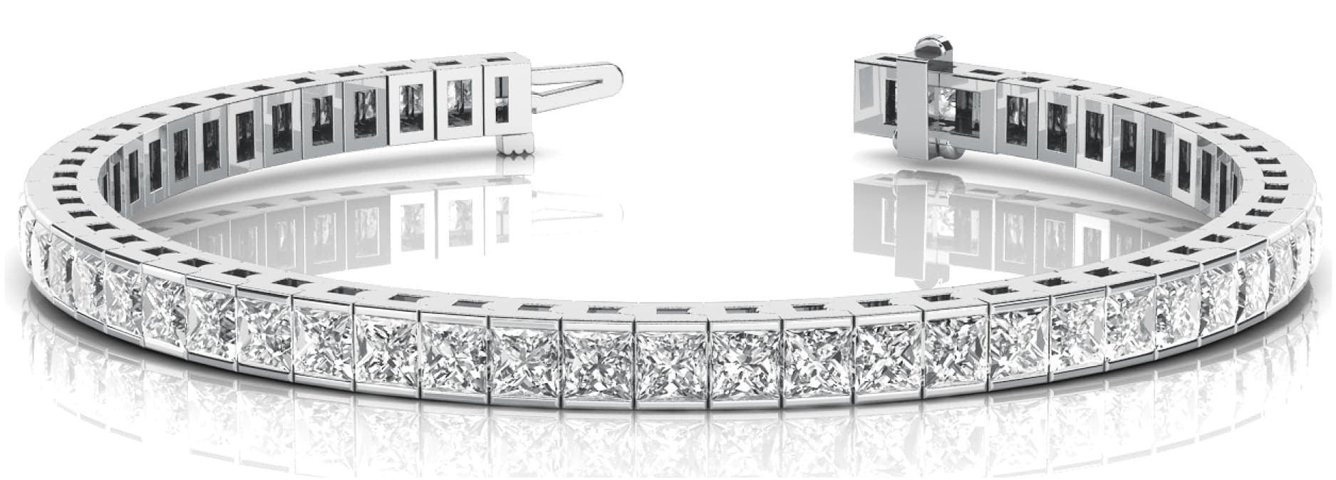 Square Channel In Line Bracelets (11 ct. tw.) — White Gold