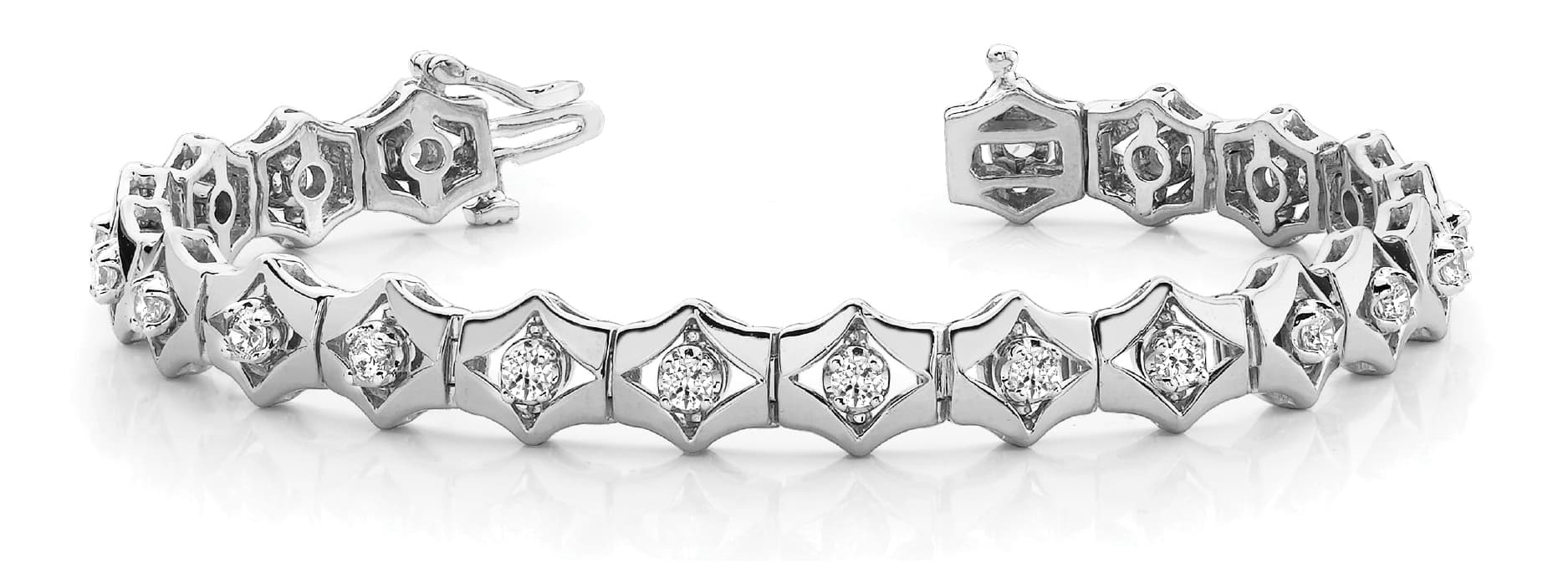 Diamond Shape Link Bracelet (1 ct. tw.) — White Gold