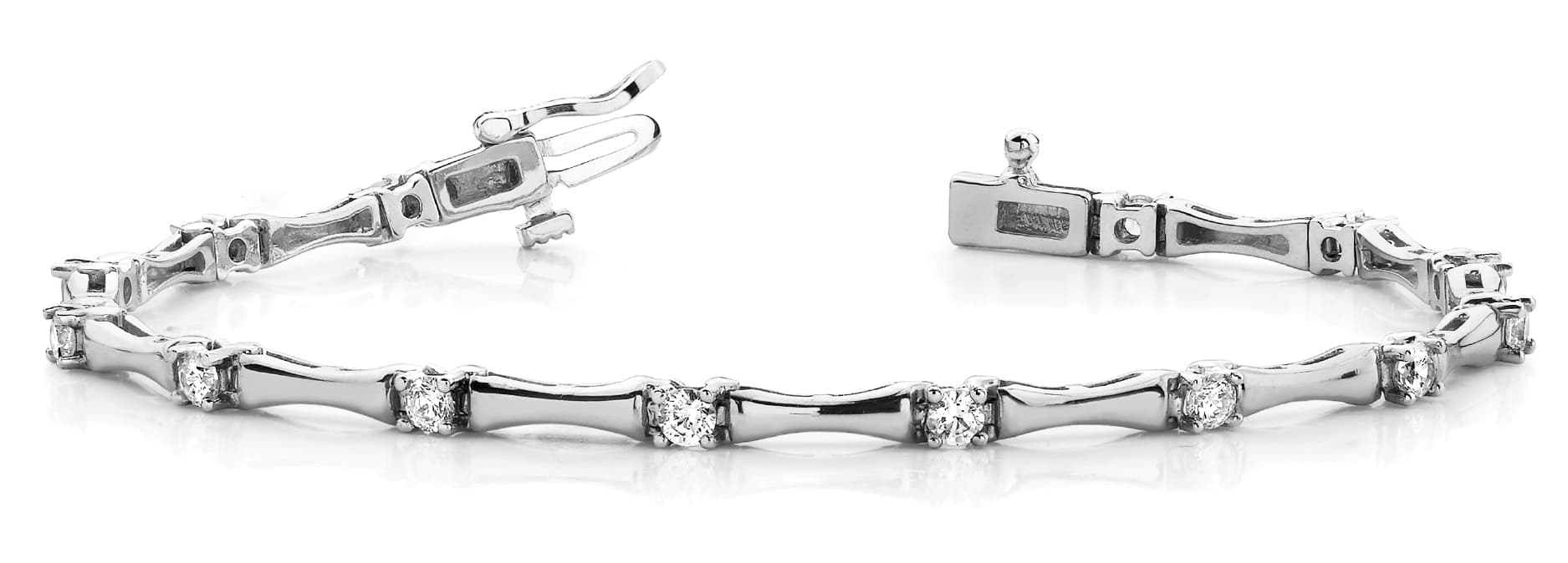 4 Prong/bar Link Bracelet (1 ct. tw.) — White Gold