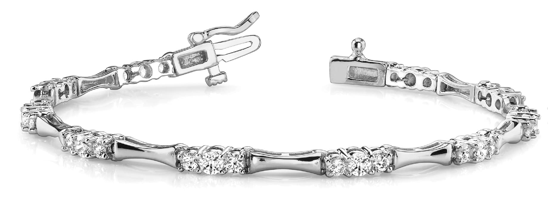 3 Stone/solid Mq Link Bracelet (1 1/2 ct. tw.) — White Gold