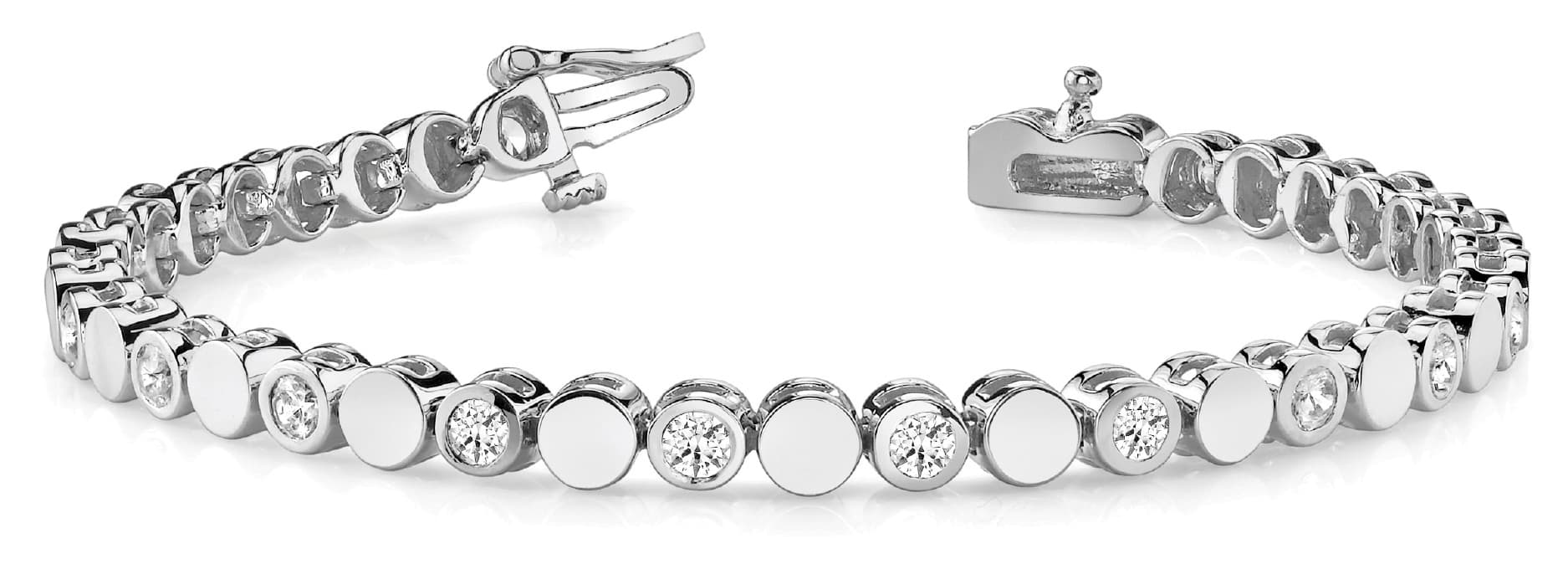 Bez/solid Round Link Bracelet — 1 CT (0.96 ct. tw.) — White Gold