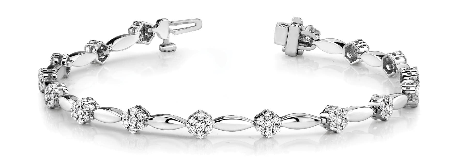 Cluster/solid Mq Link Bracelet — 2 CT (2.1 ct. tw.) — White Gold