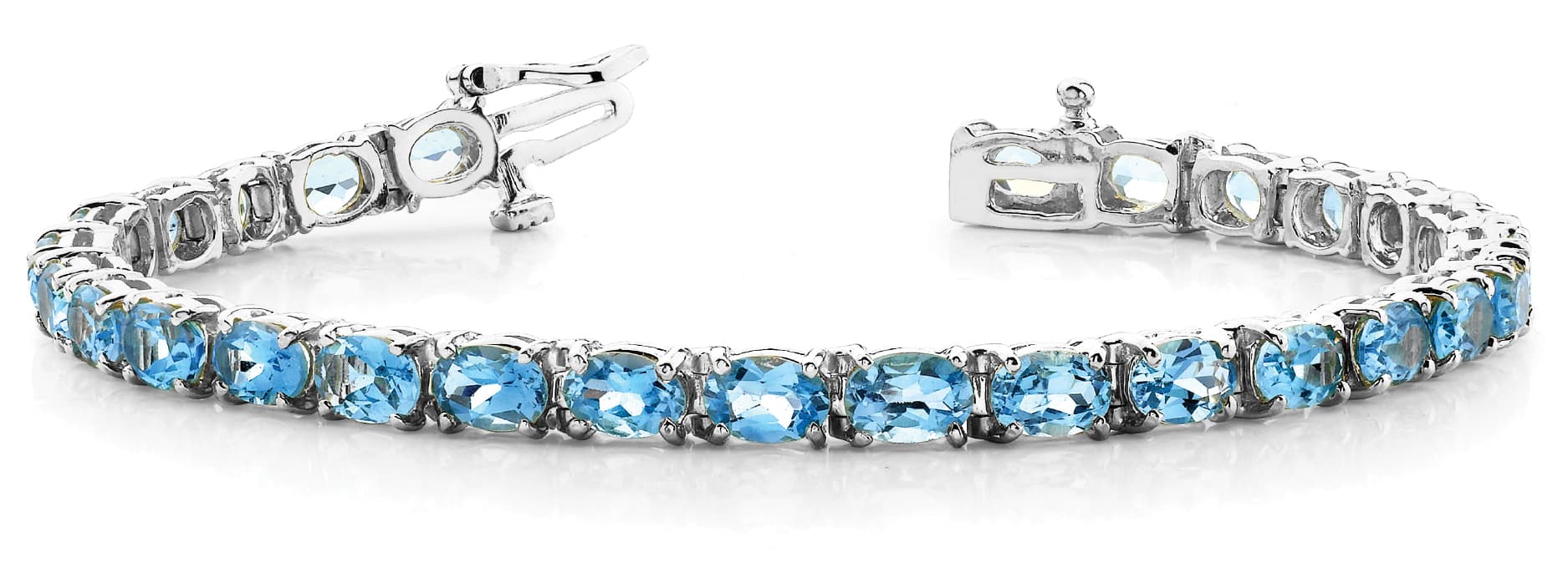 Oval In Line Tennis Bracelet — 5X3 MM — White Gold