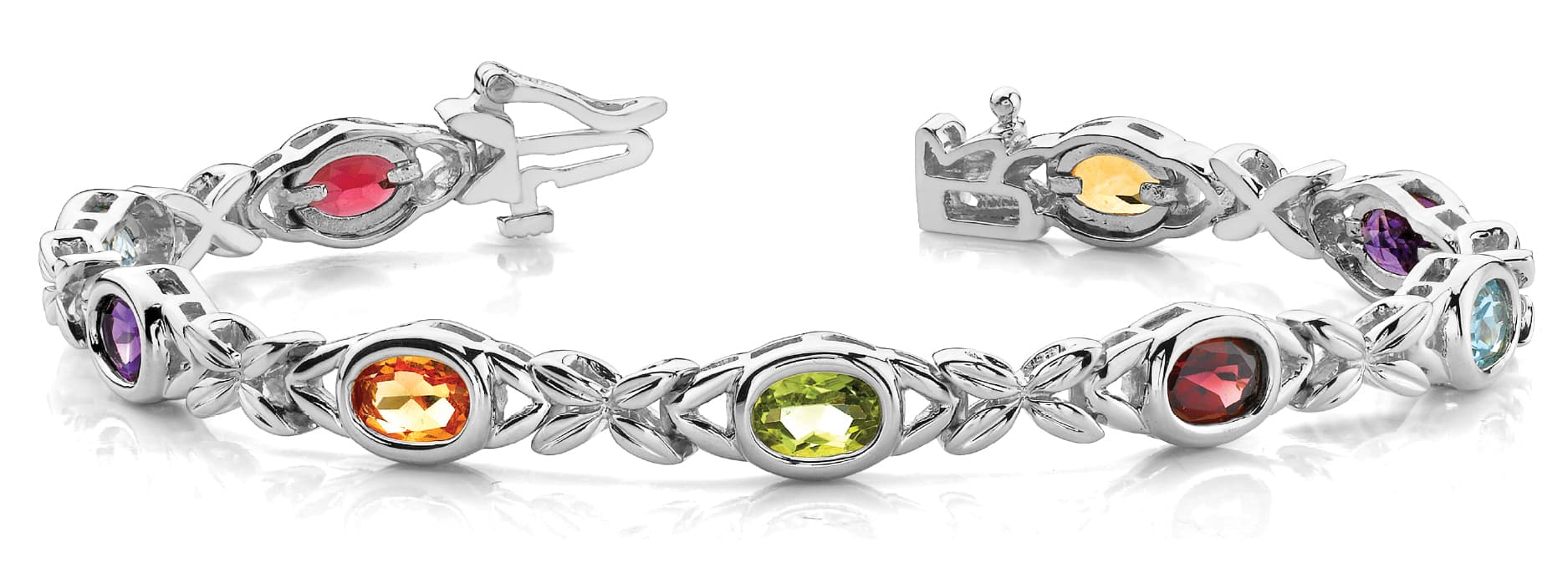 Oval/leaf Link Bracelet — White Gold