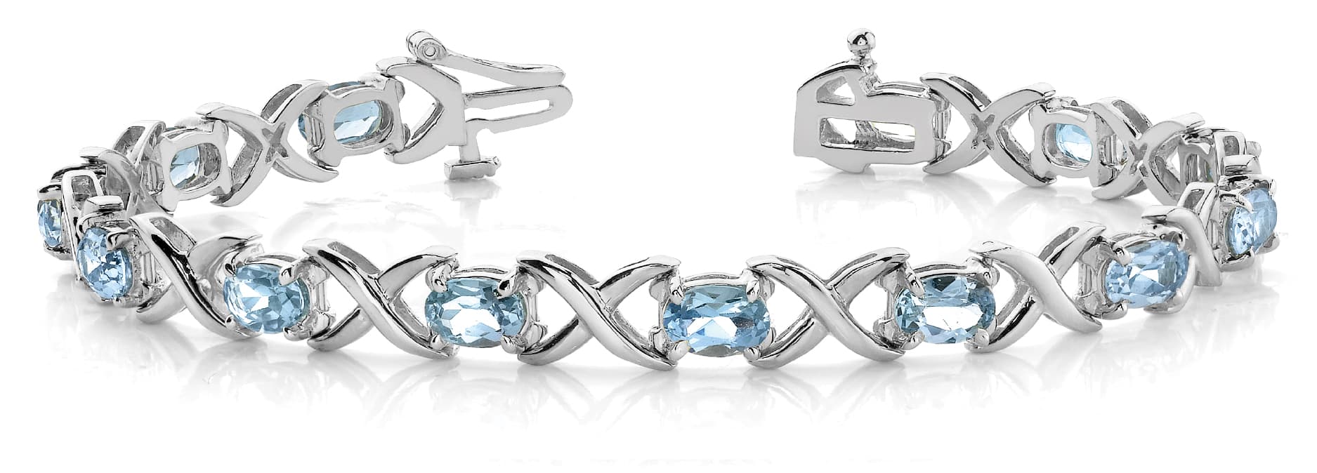 X Link Oval Shape Color Bracelet — 5X3 MM — White Gold