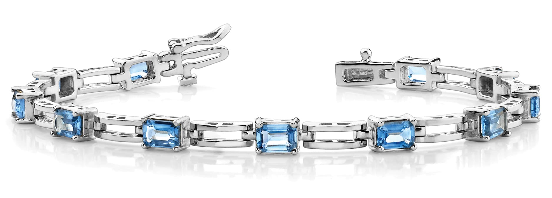 Ec/double Link Bracelet — 6X4 MM-5 stones — White Gold