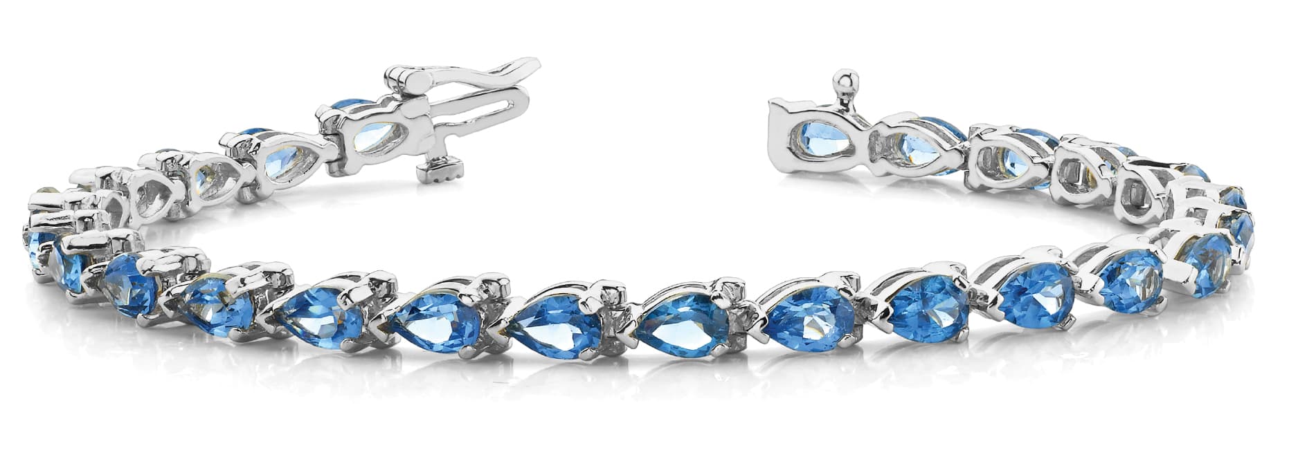 Pear Stone In Line Bracelet — 5X3 MM — White Gold