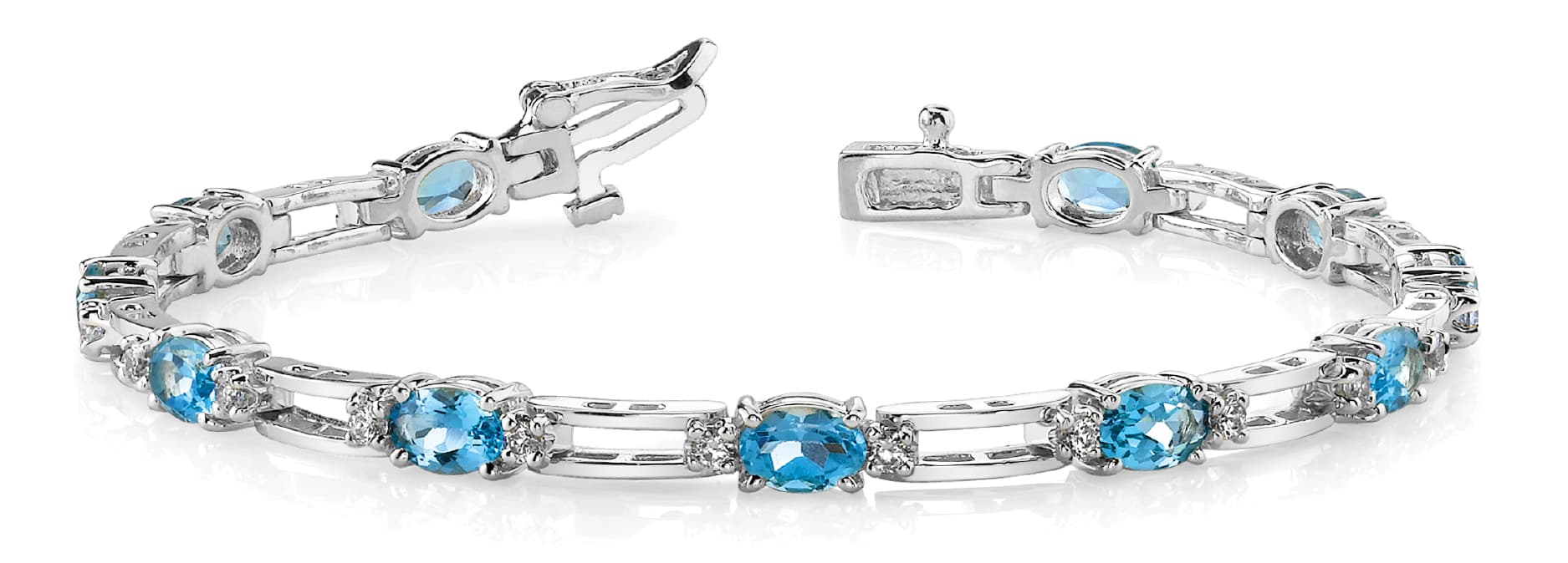 Ov/2 Rd/double Bar Link Bracelet — 6X4 MM (2/3 ct. tw.) — White Gold