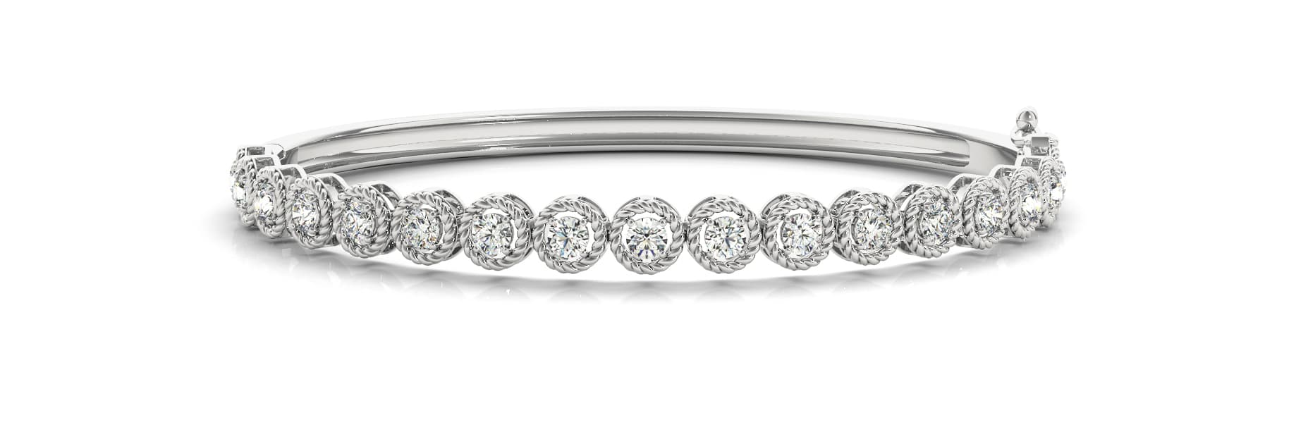 Hinged Rope/dia Bangle (2 ct. tw.) — White Gold