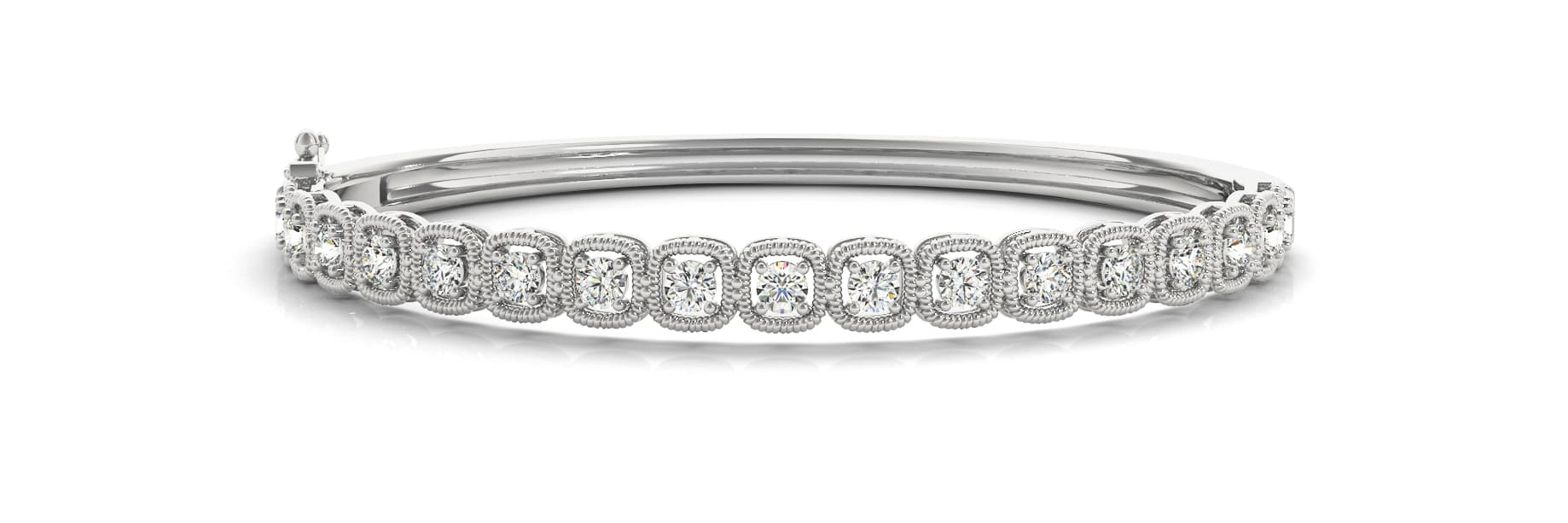 Hinged Rope/dia Bangle (2 1/4 ct. tw.) — White Gold