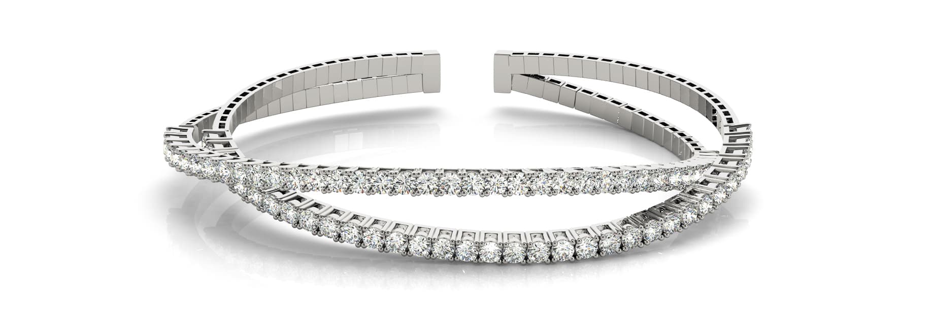 Double Cross Over Cuff (3.2 ct. tw.) — White Gold