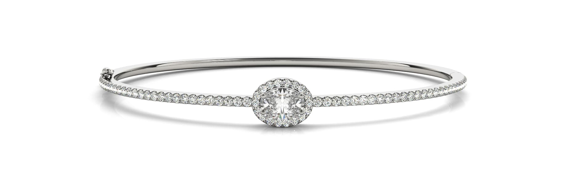 Bezel Set Oval Halo Bangle (0.72 ct. tw.) — White Gold