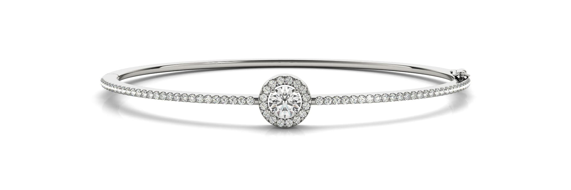 Bezel Set Round Halo Bangle (2/3 ct. tw.) — White Gold