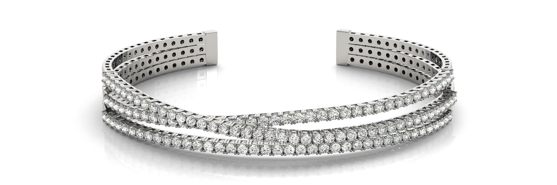 Triple Cross Over Cuff (3.45 ct. tw.) — White Gold