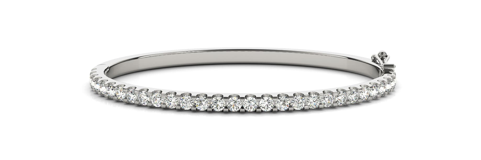 Hinged Straight Line Bangle (3 ct. tw.) — White Gold