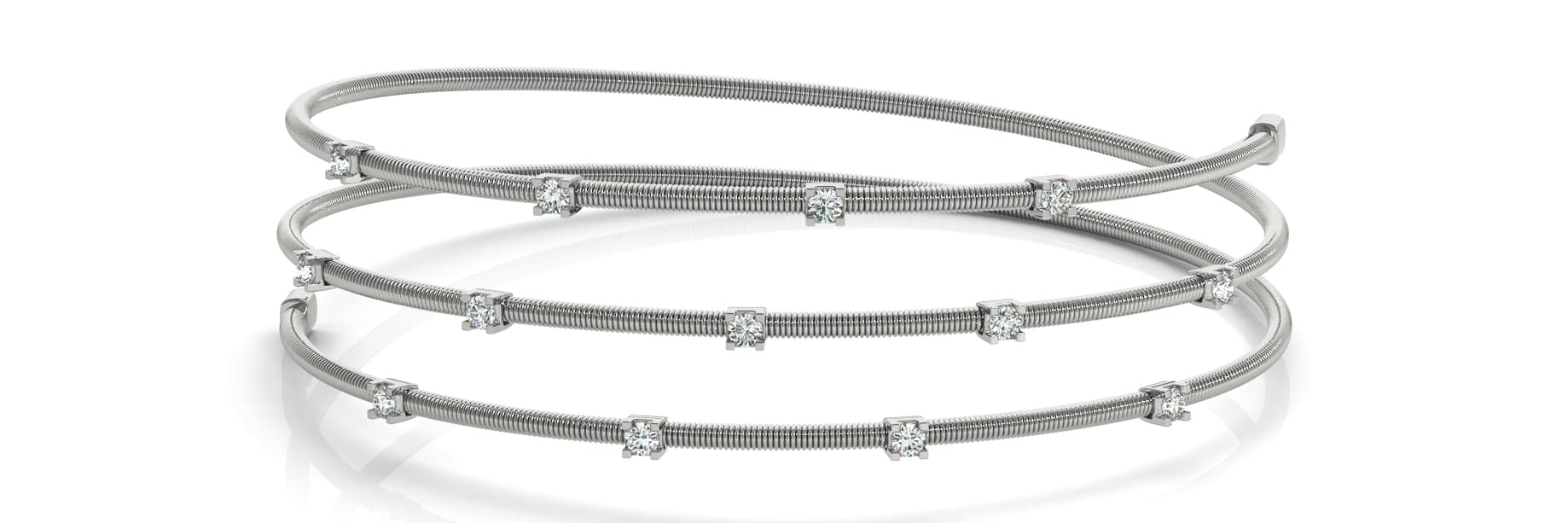 Multirow Spiral Bangles (1/3 ct. tw.) — White Gold