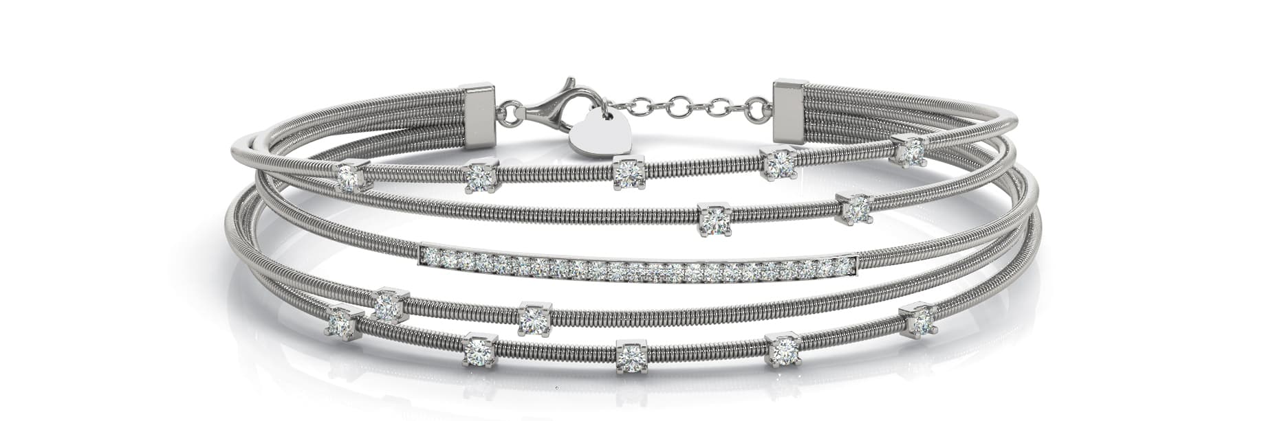Multirow Flexible Bangle (5/8 ct. tw.) — White Gold