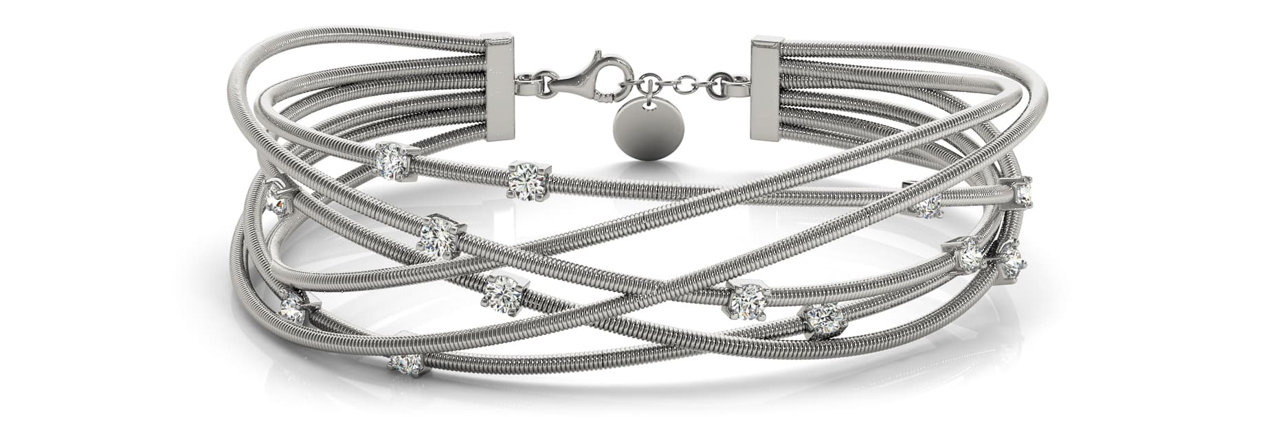 6-Row Wire Bangle (3/8 ct. tw.) — White Gold