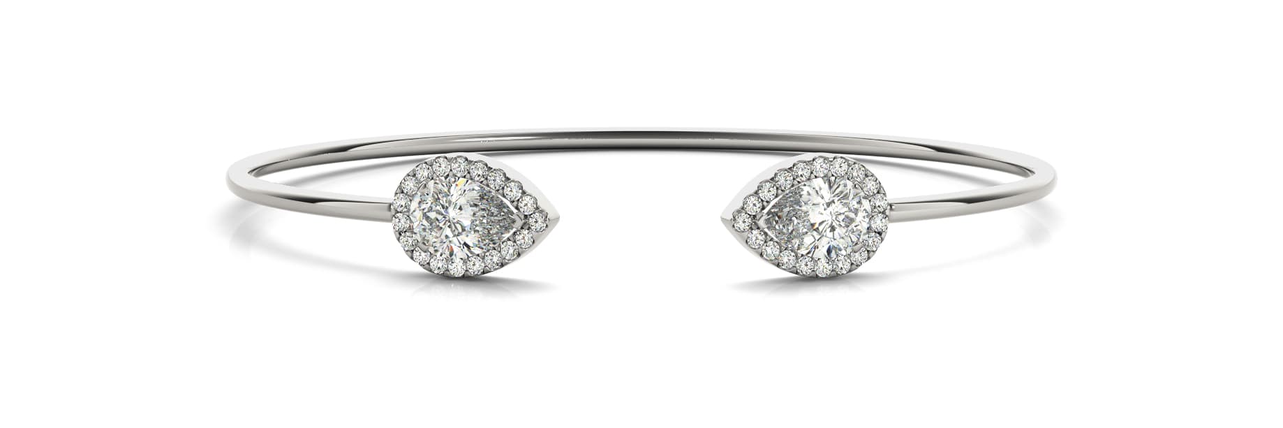 Pear Shape Halo Open Bangle (1/4 ct. tw.) — White Gold