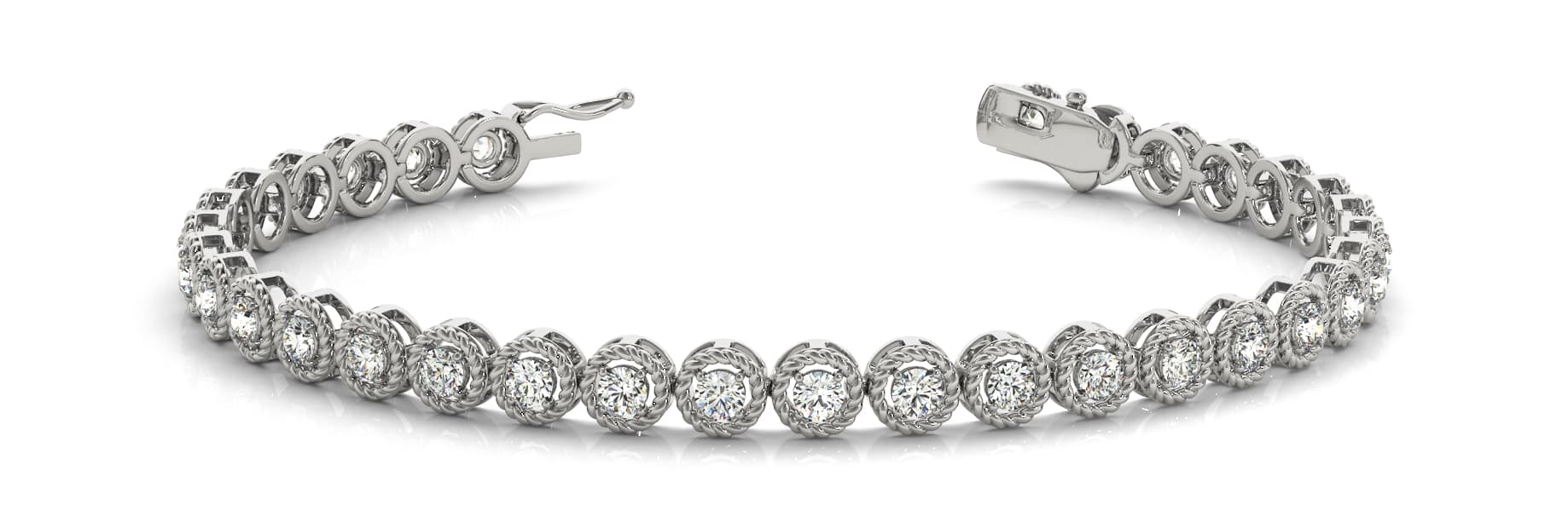 Rope/dia Design Bracelet (1.98 ct. tw.) — White Gold